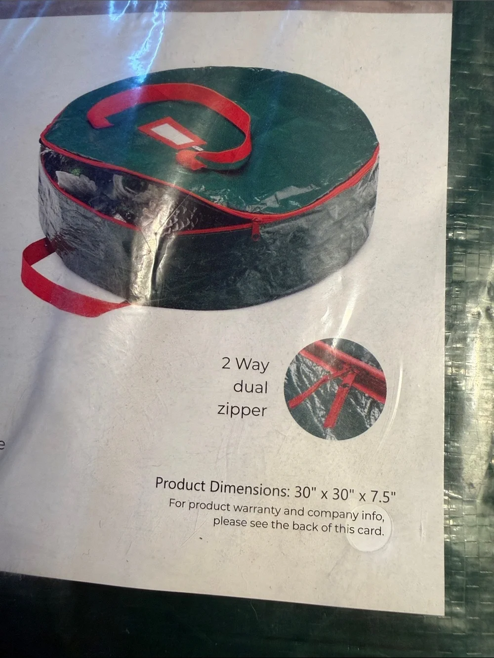 Green and Red Wreath Storage Bag